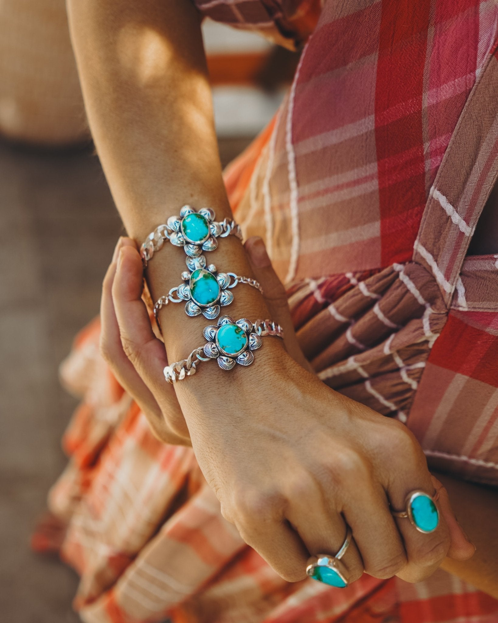 Curb Chain Bracelet in Sonoran Mountain Turquoise - Golden Road Crafted