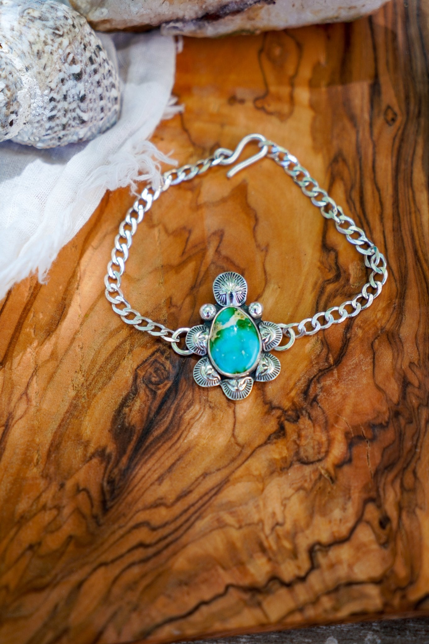 Curb Chain Bracelet in Sonoran Mountain Turquoise - Golden Road Crafted