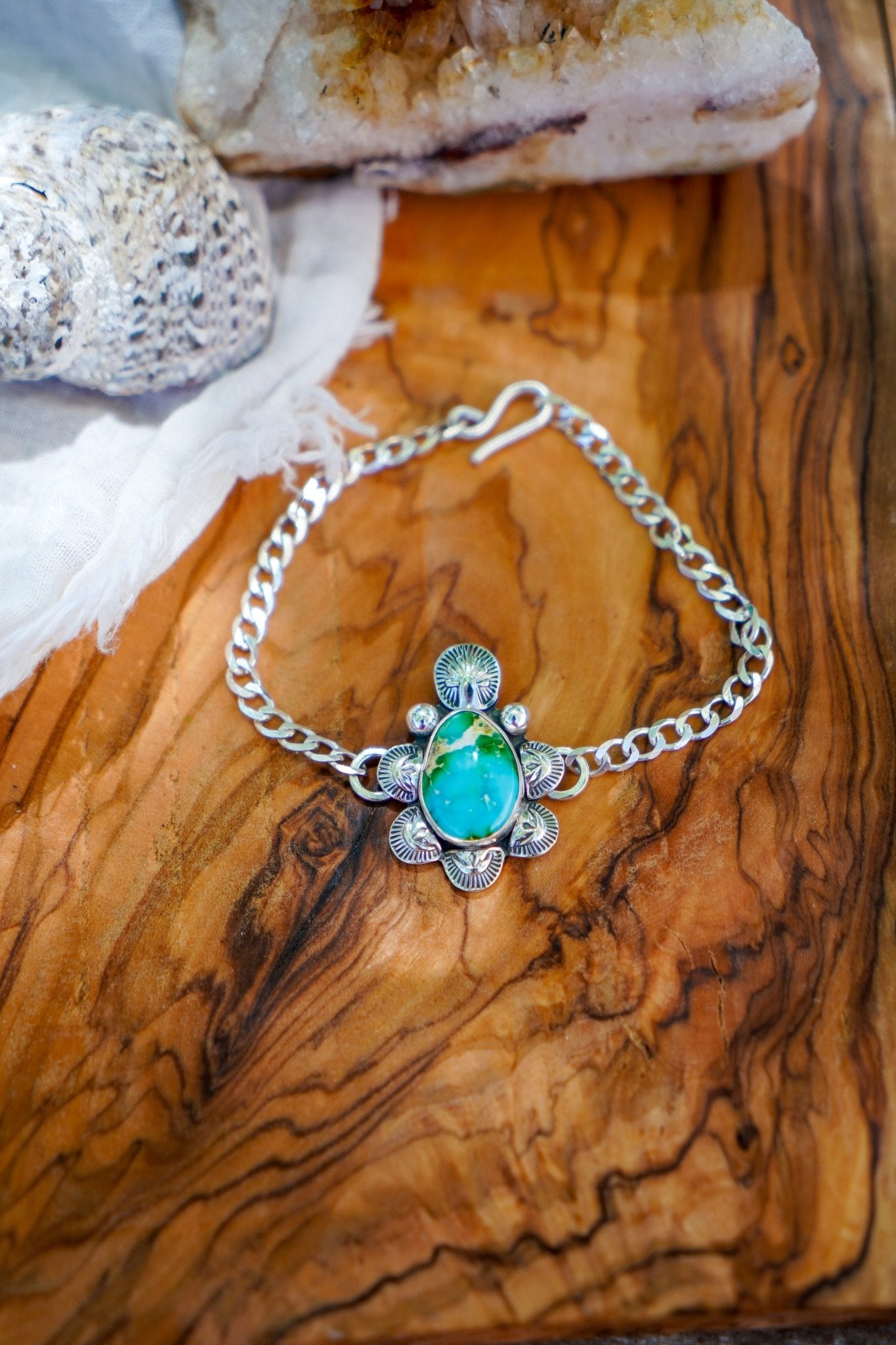 Curb Chain Bracelet in Sonoran Mountain Turquoise - Golden Road Crafted