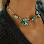 *CUSTOM* The Desert Rain Choker in Whitewater & Sonoran Mountain Turquoise - Golden Road Crafted