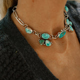 *CUSTOM* The Desert Rain Choker in Whitewater & Sonoran Mountain Turquoise - Golden Road Crafted