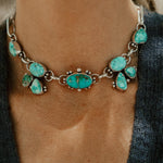 *CUSTOM* The Desert Rain Choker in Whitewater & Sonoran Mountain Turquoise - Golden Road Crafted