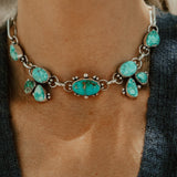 *CUSTOM* The Desert Rain Choker in Whitewater & Sonoran Mountain Turquoise - Golden Road Crafted