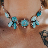 *CUSTOM* The Desert Rain Choker in Whitewater & Sonoran Mountain Turquoise - Golden Road Crafted