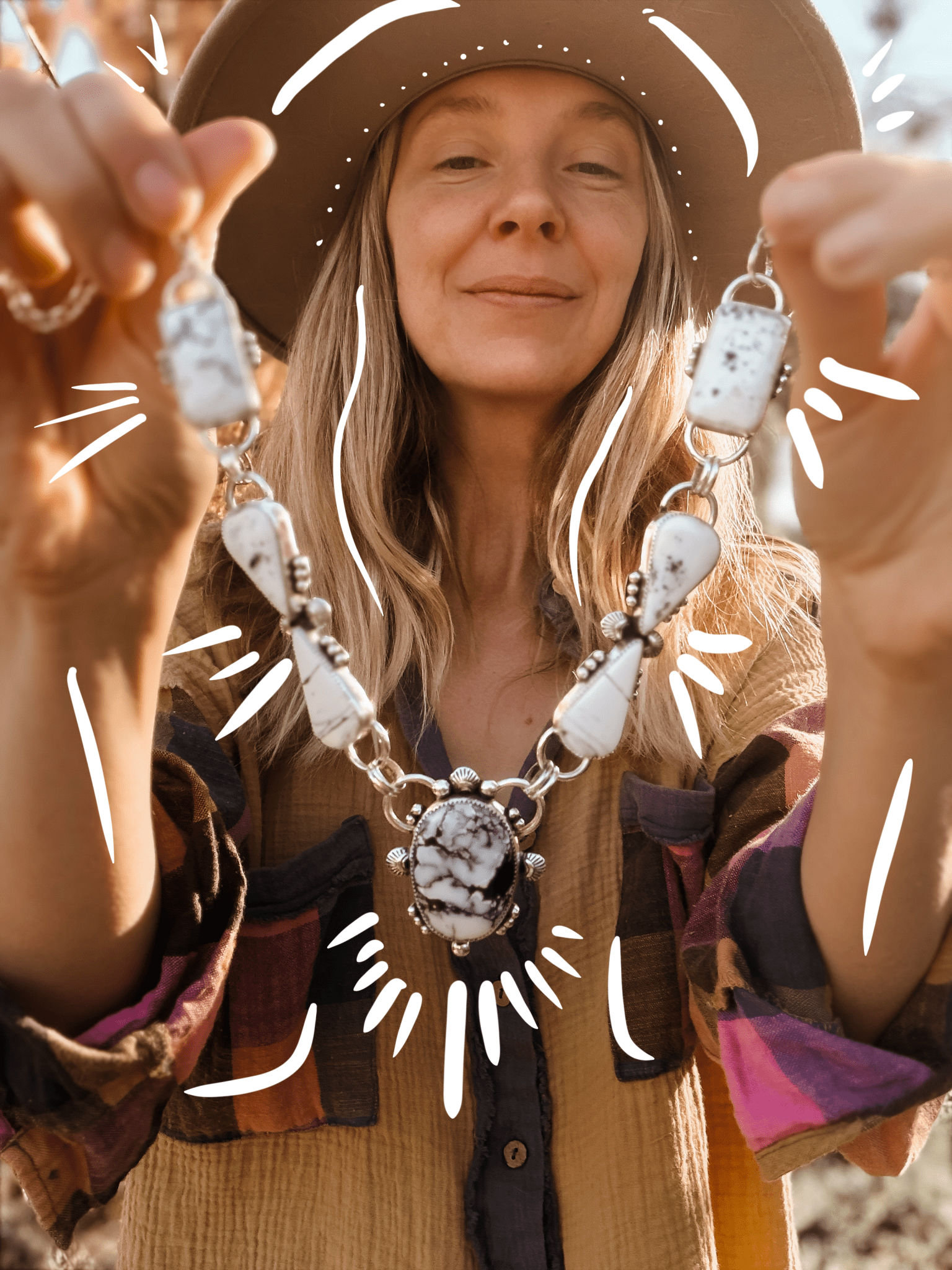 *CUSTOM* The Gateway Necklace in Kingman Turquoise & White Buffalo - Golden Road Crafted