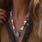 *CUSTOM* The Gateway Necklace in Kingman Turquoise & White Buffalo - Golden Road Crafted