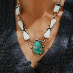 *CUSTOM* The Gateway Necklace in Kingman Turquoise & White Buffalo - Golden Road Crafted