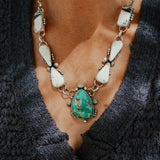 *CUSTOM* The Gateway Necklace in Kingman Turquoise & White Buffalo - Golden Road Crafted