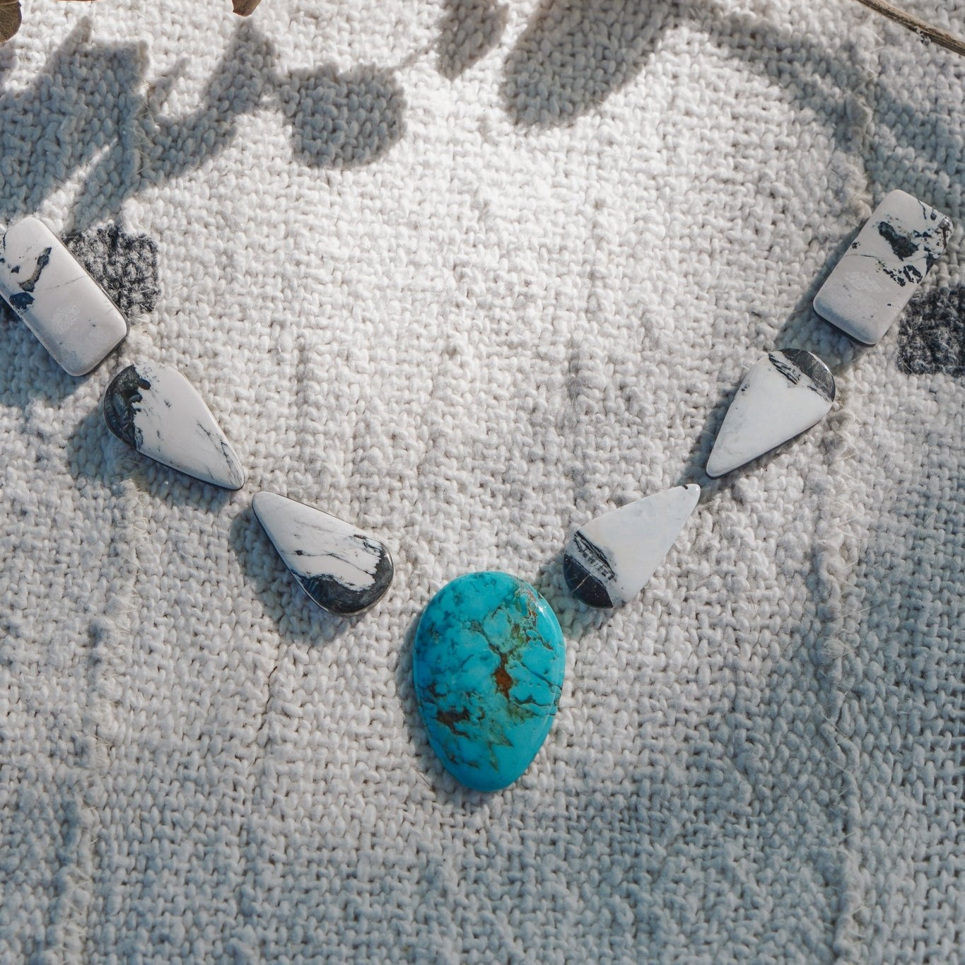 *CUSTOM* The Gateway Necklace in Kingman Turquoise & White Buffalo - Golden Road Crafted