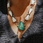 *CUSTOM* The Gateway Necklace in Kingman Turquoise & White Buffalo - Golden Road Crafted