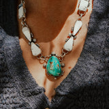 *CUSTOM* The Gateway Necklace in Kingman Turquoise & White Buffalo - Golden Road Crafted