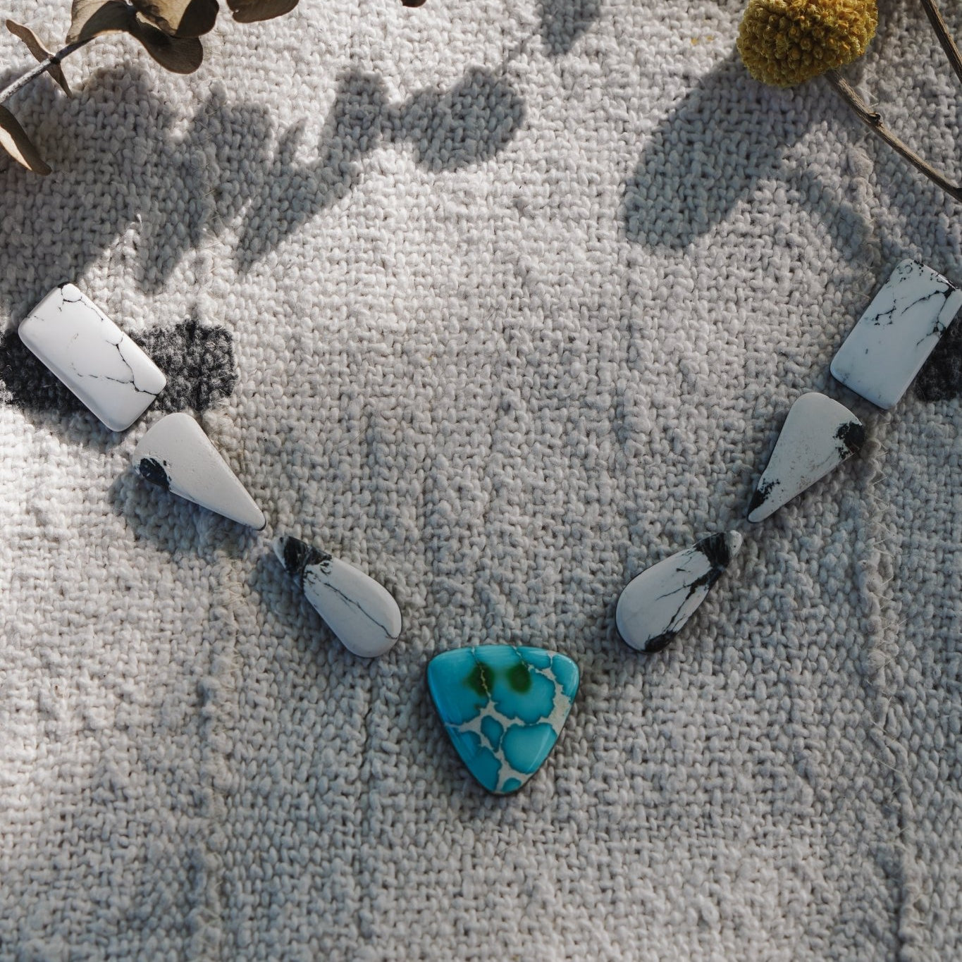 *CUSTOM* The Gateway Necklace in Sonoran Mtn Turquoise & White Buffalo - Golden Road Crafted