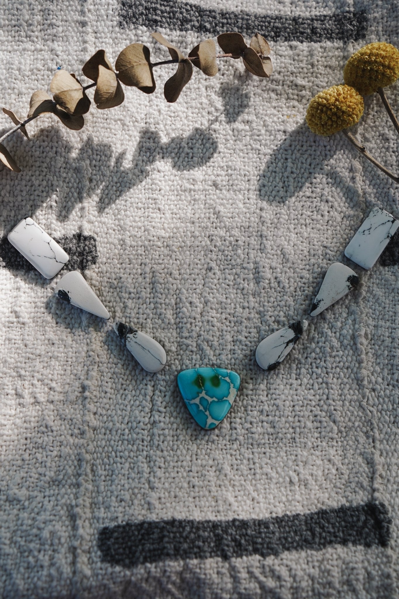 *CUSTOM* The Gateway Necklace in Sonoran Mtn Turquoise & White Buffalo - Golden Road Crafted
