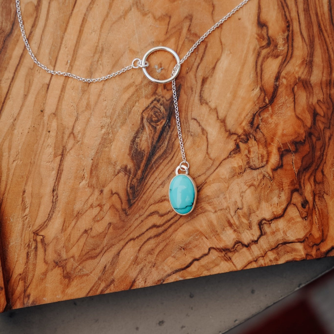Dainty Lariat in Egyptian Turquoise - Golden Road Crafted