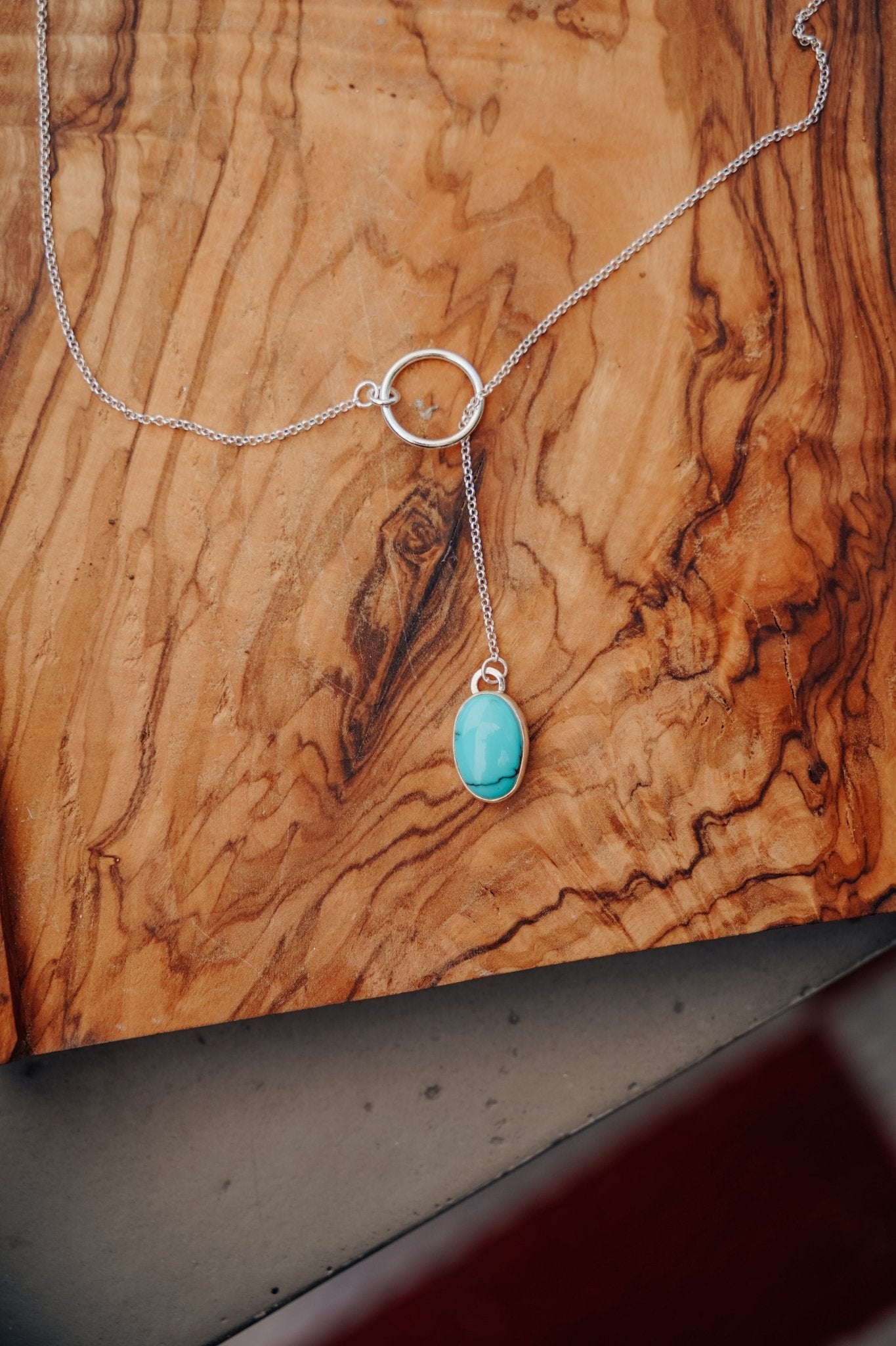 Dainty Lariat in Egyptian Turquoise - Golden Road Crafted