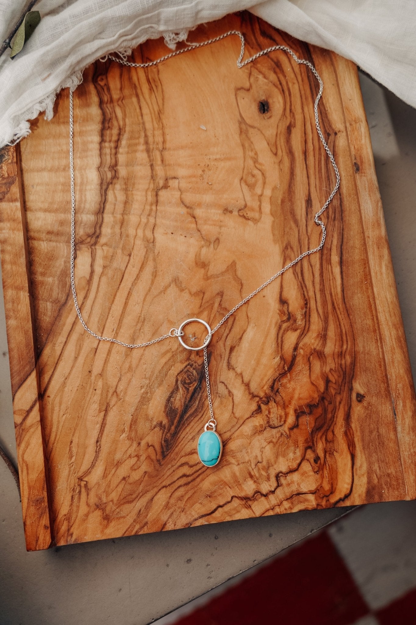 Dainty Lariat in Egyptian Turquoise - Golden Road Crafted