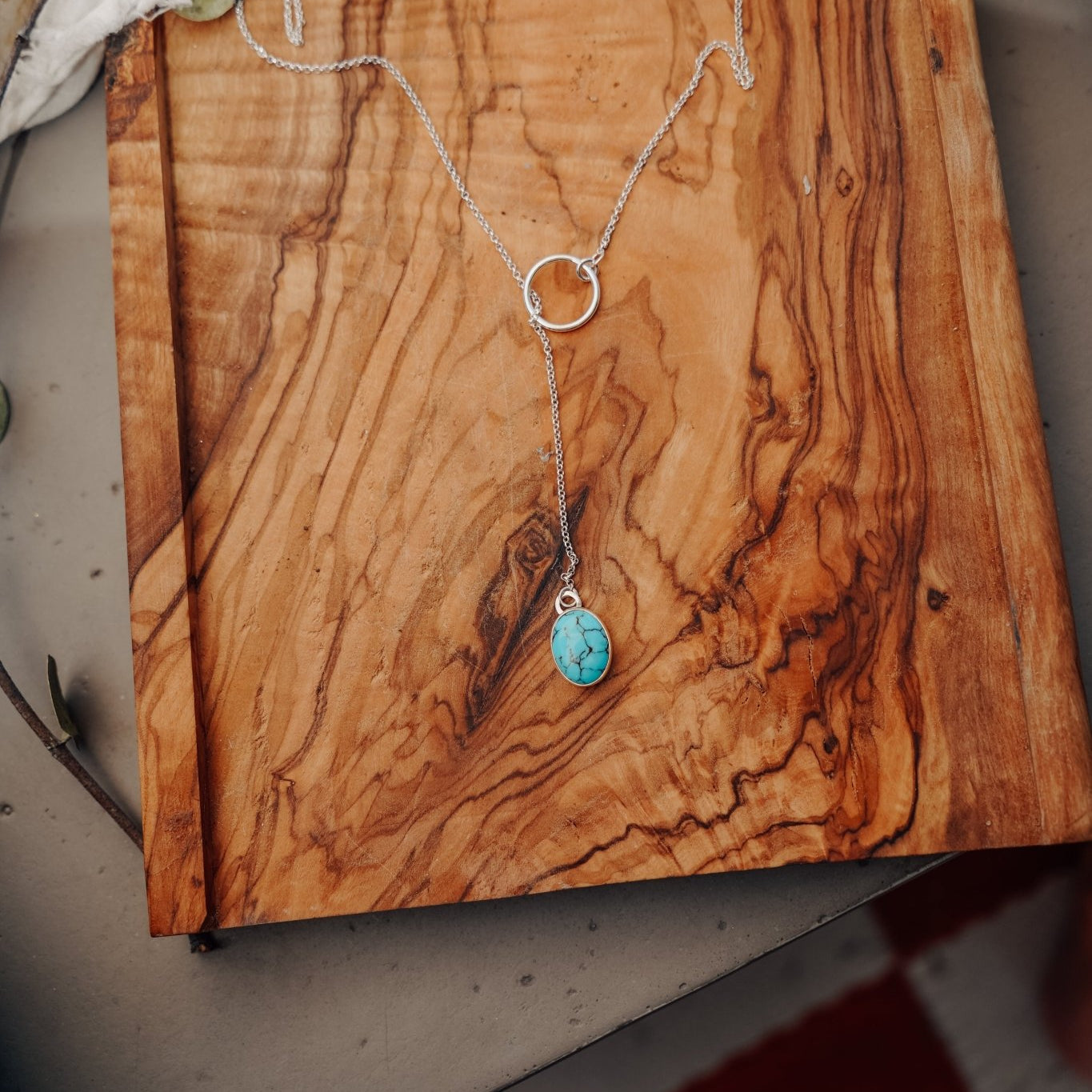 Dainty Lariat in Egyptian Turquoise - Golden Road Crafted