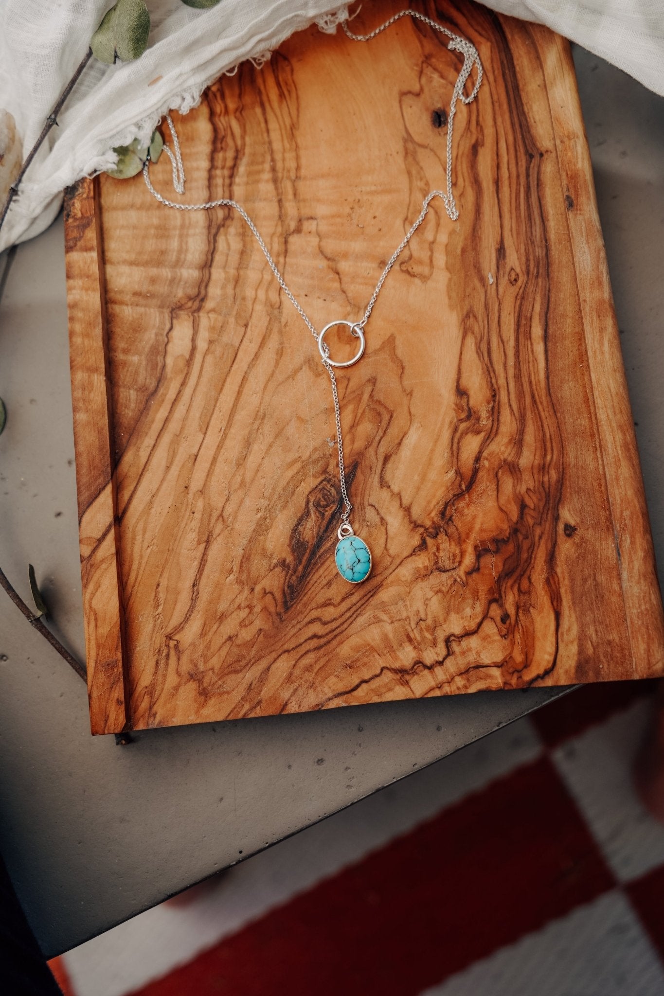 Dainty Lariat in Egyptian Turquoise - Golden Road Crafted