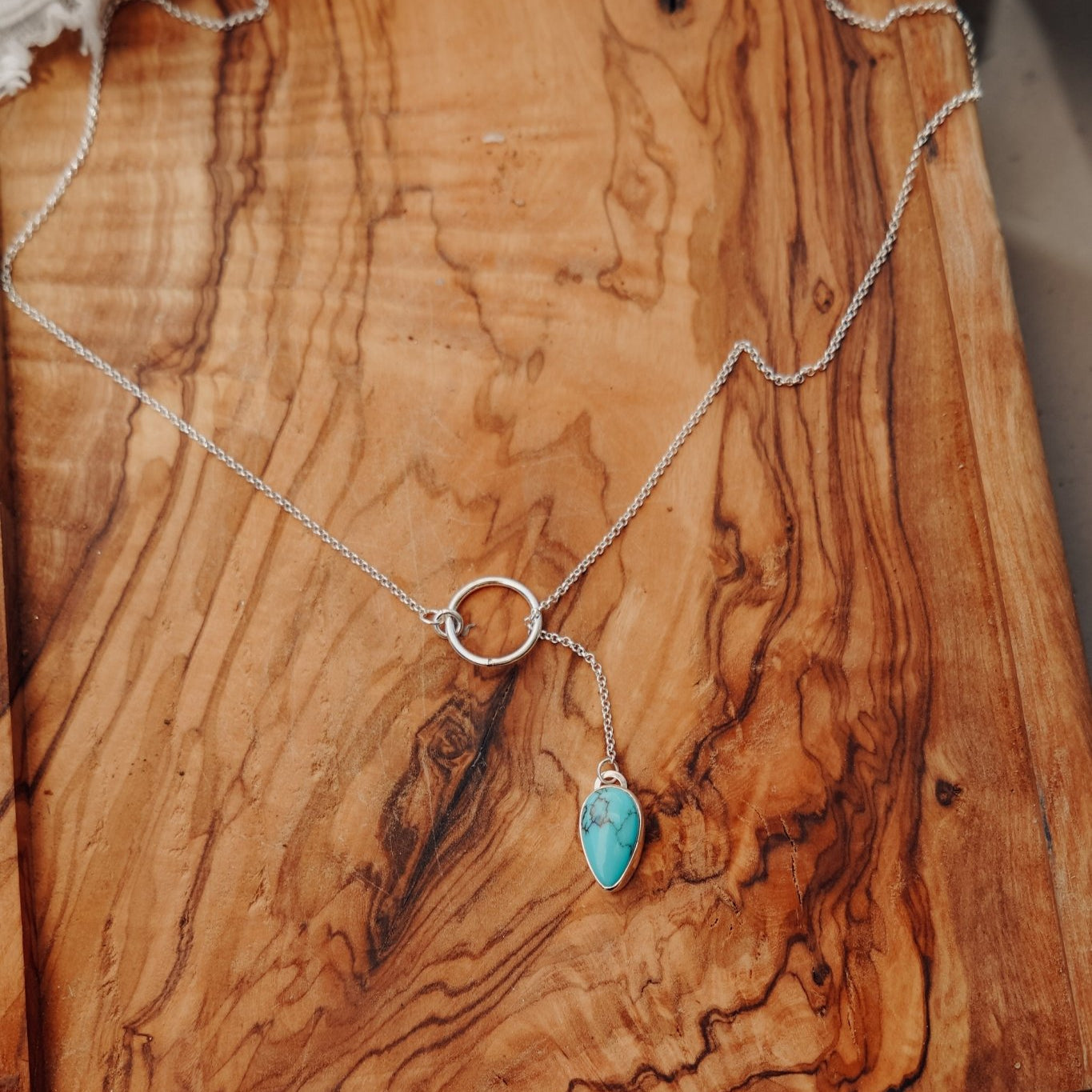 Dainty Lariat in Egyptian Turquoise - Golden Road Crafted