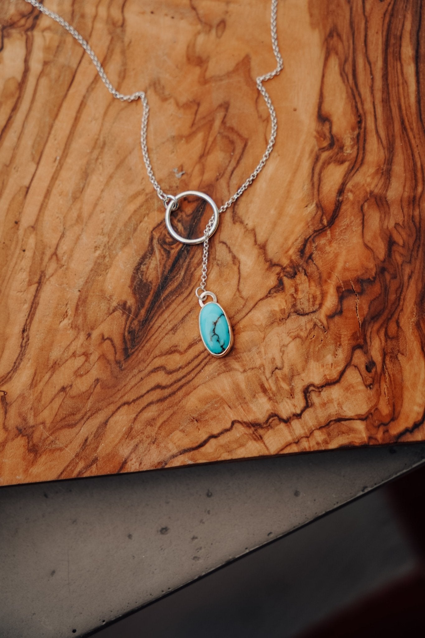 Dainty Lariat in Egyptian Turquoise - Golden Road Crafted
