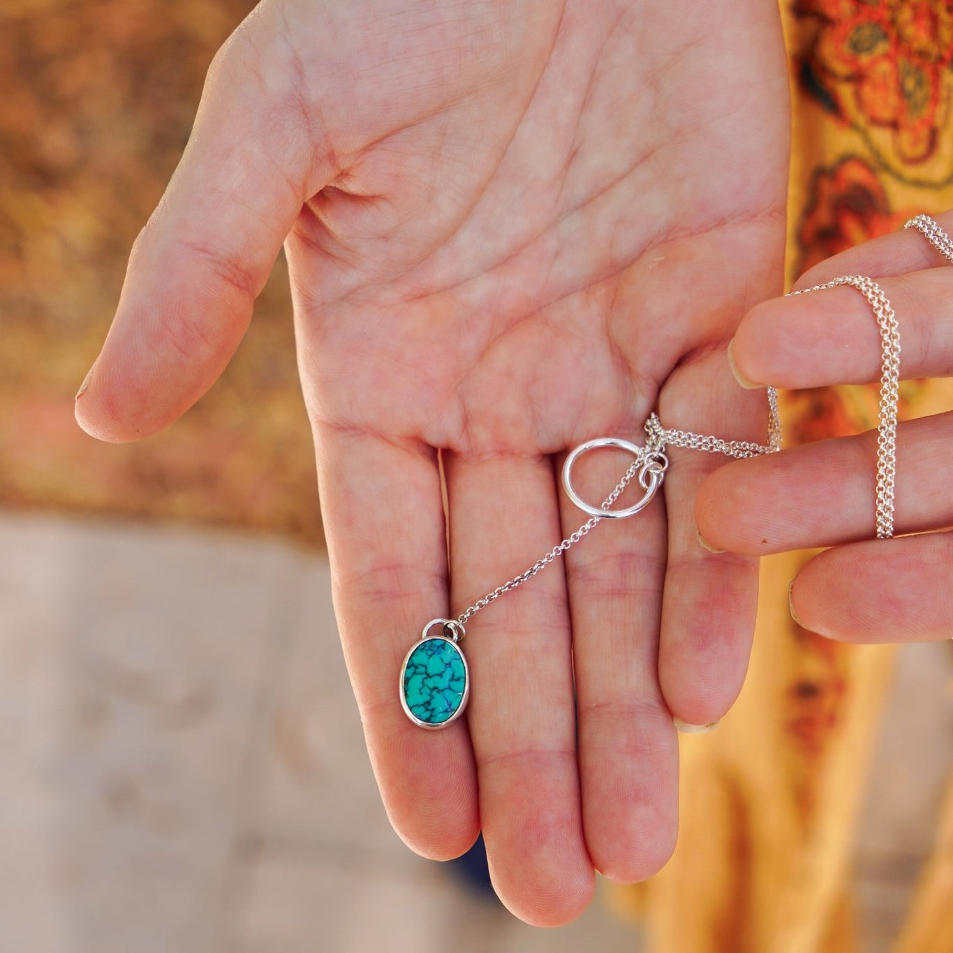 Dainty Lariat in Egyptian Turquoise - Golden Road Crafted