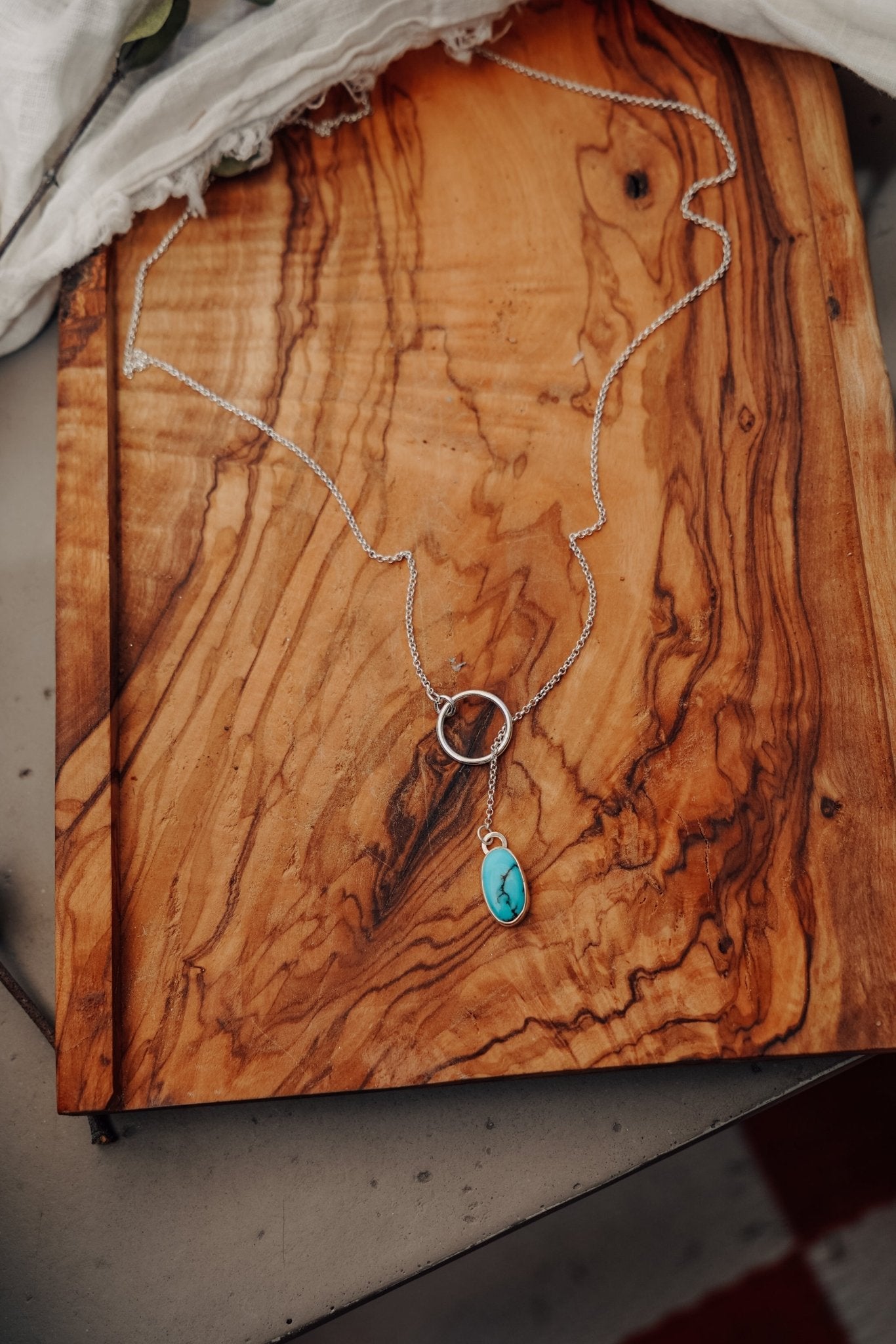Dainty Lariat in Egyptian Turquoise - Golden Road Crafted