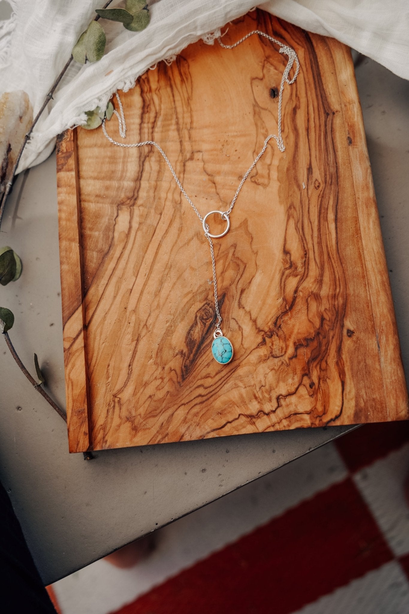 Dainty Lariat in Egyptian Turquoise - Golden Road Crafted