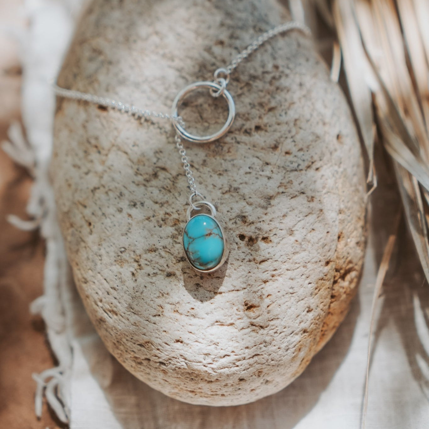 Dainty Lariat in Egyptian Turquoise - Golden Road Crafted