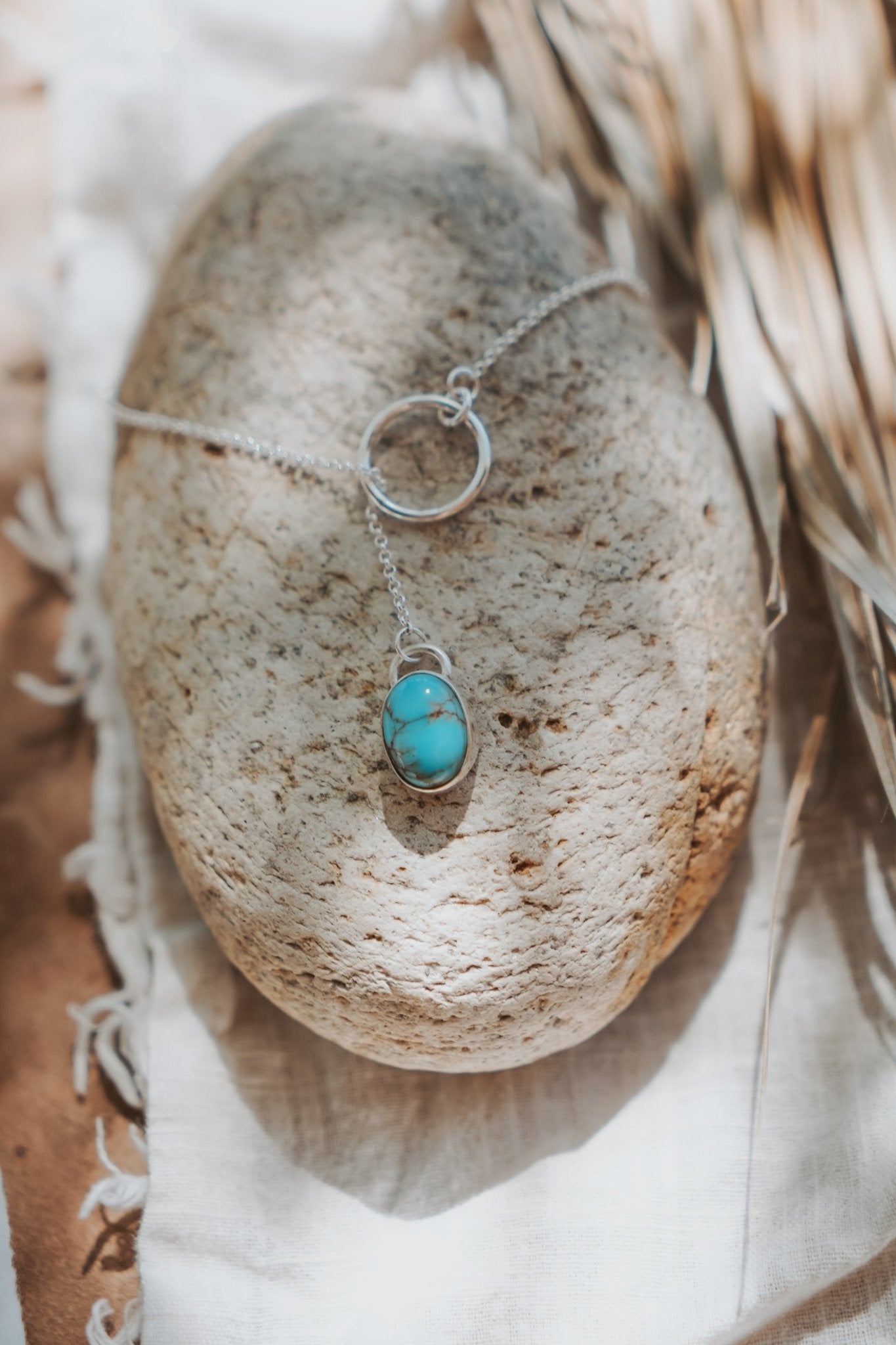 Dainty Lariat in Egyptian Turquoise - Golden Road Crafted