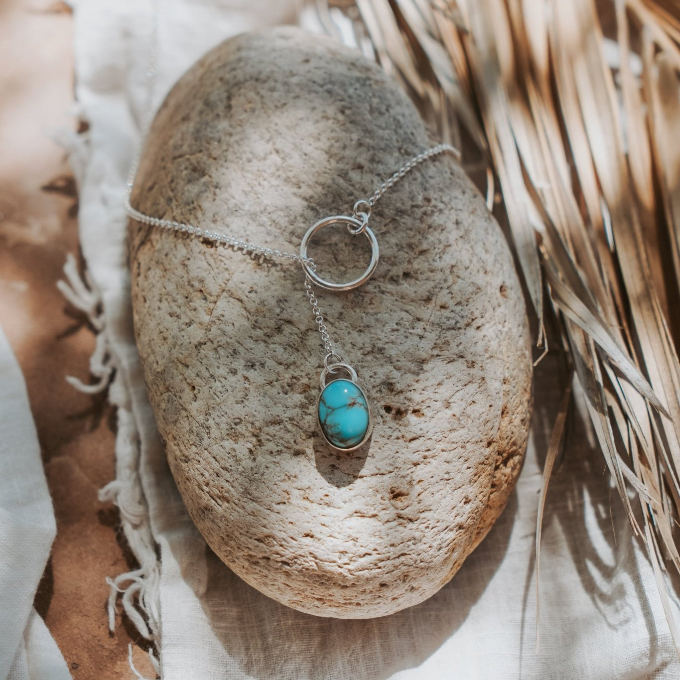 Dainty Lariat in Egyptian Turquoise - Golden Road Crafted