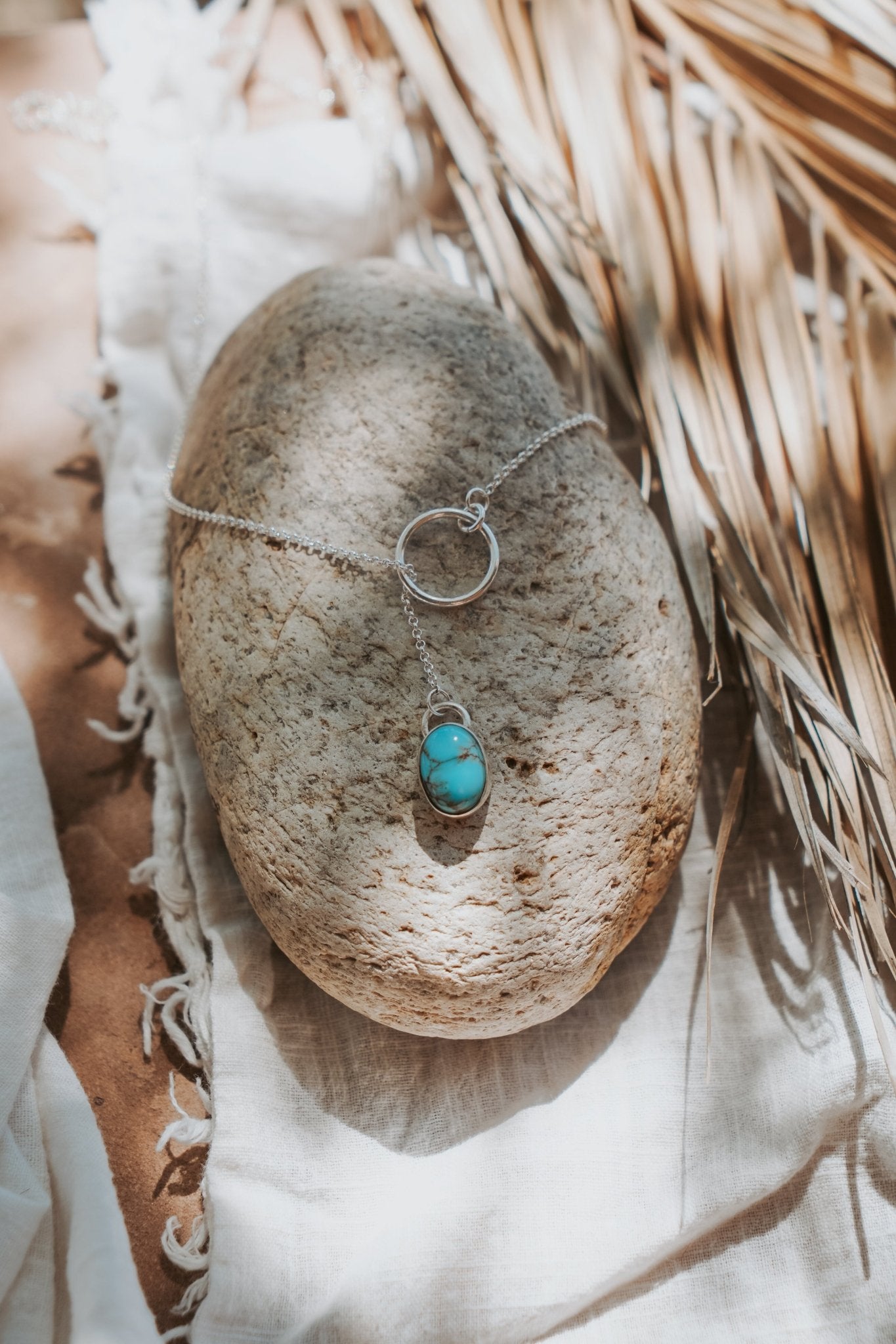 Dainty Lariat in Egyptian Turquoise - Golden Road Crafted