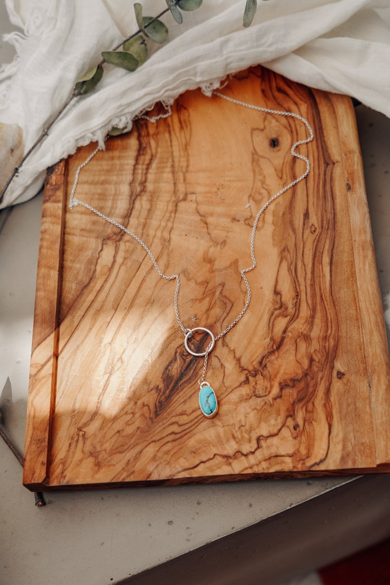 Dainty Lariat in Egyptian Turquoise - Golden Road Crafted