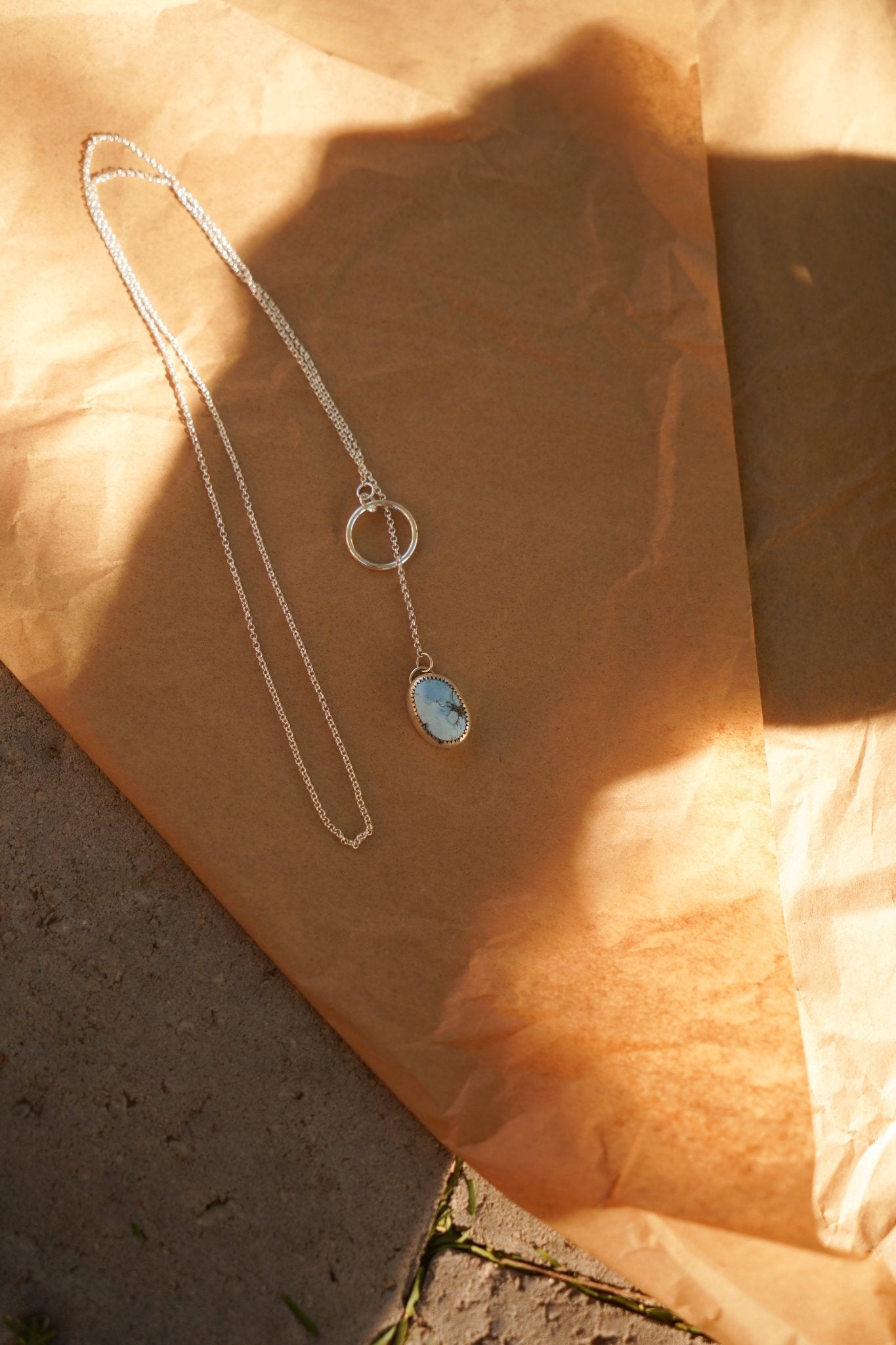 Dainty Lariat in Golden Hills Turquoise - Golden Road Crafted
