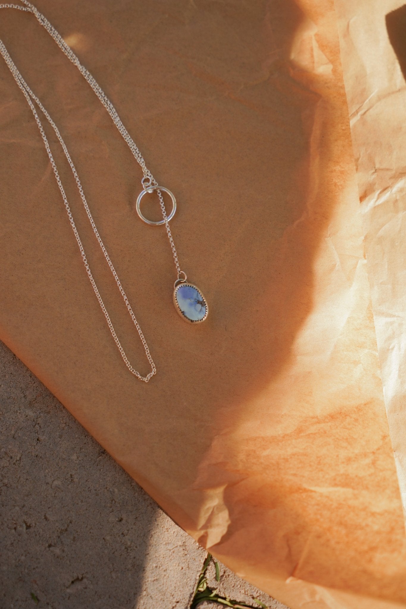 Dainty Lariat in Golden Hills Turquoise - Golden Road Crafted
