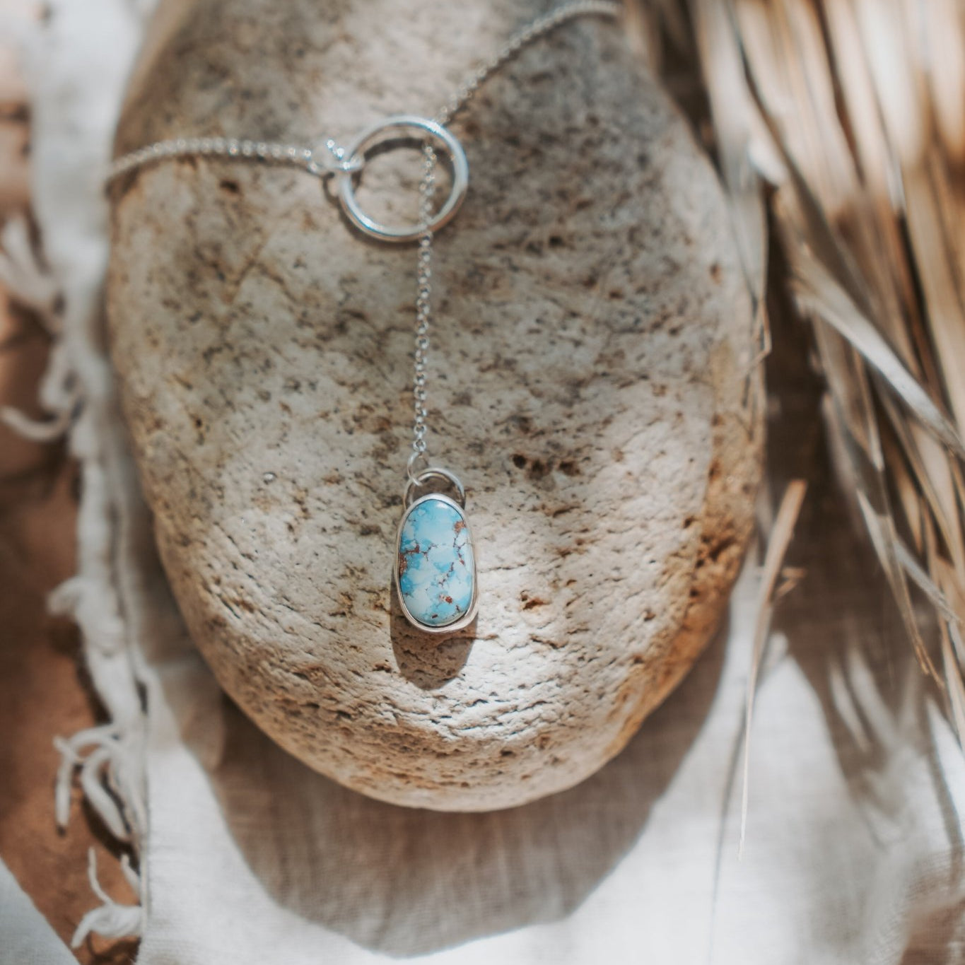 Dainty Lariat in Golden Hills Turquoise - Golden Road Crafted