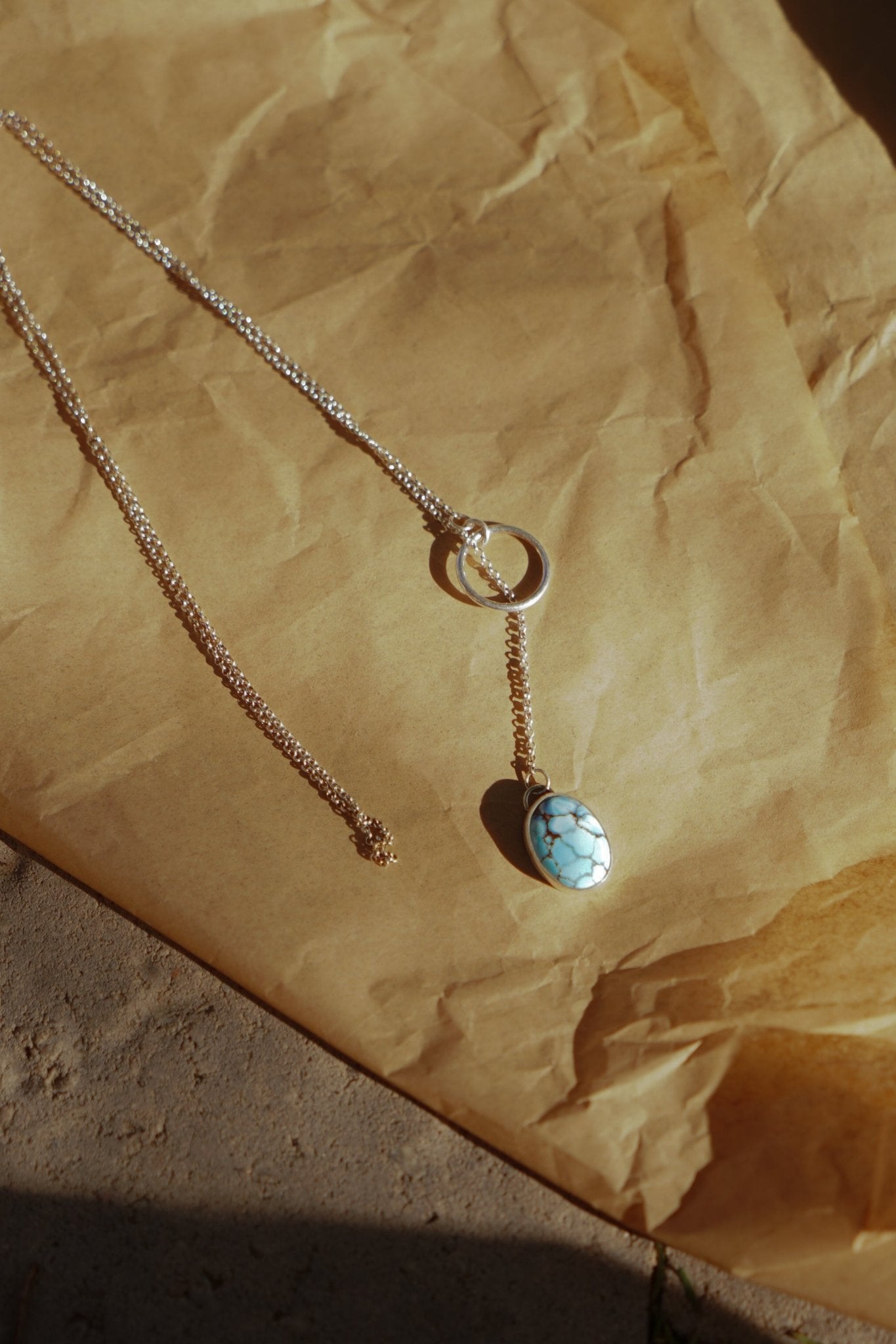 Dainty Lariat in Golden Hills Turquoise - Golden Road Crafted