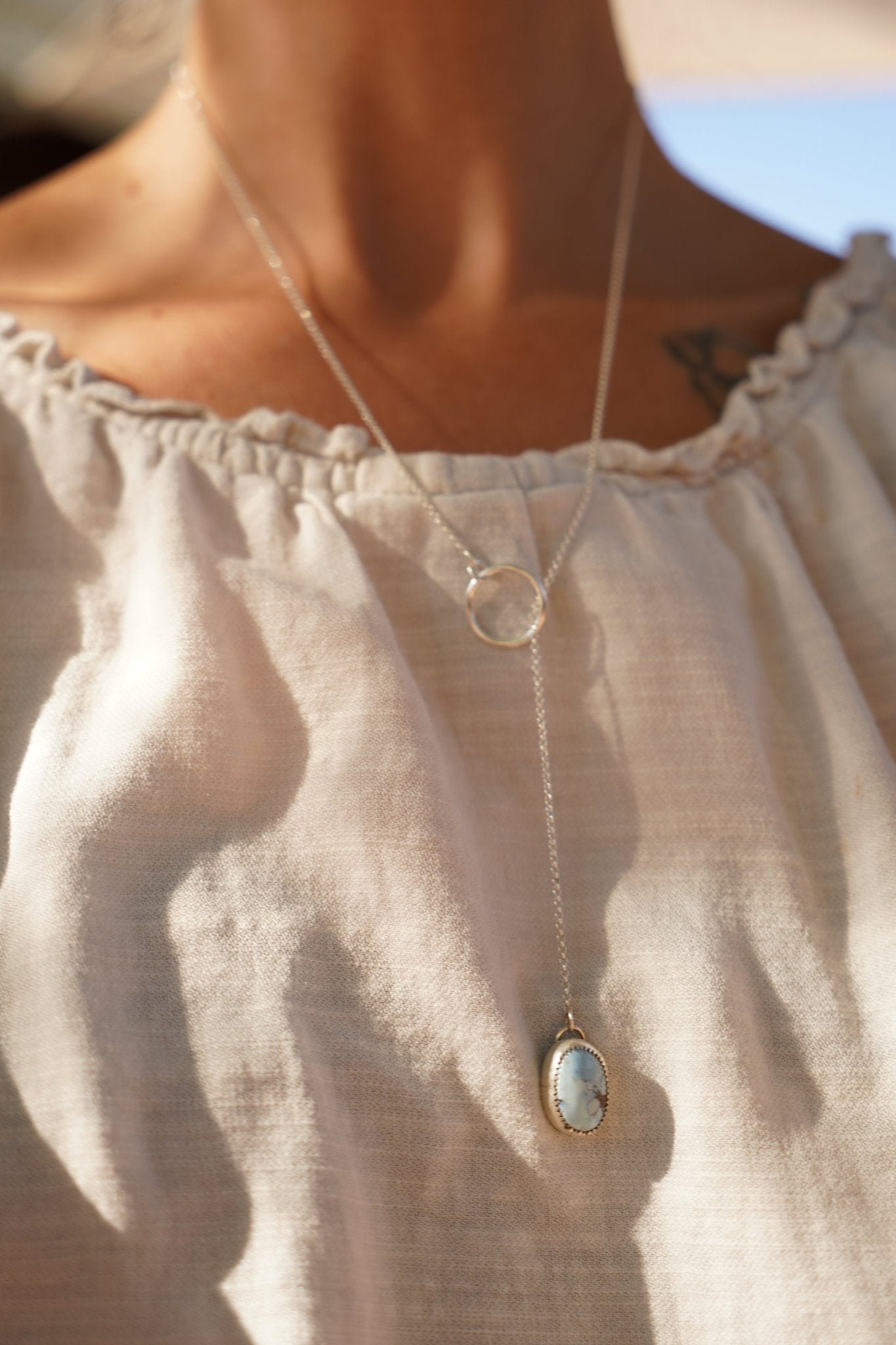 Dainty Lariat in Golden Hills Turquoise - Golden Road Crafted