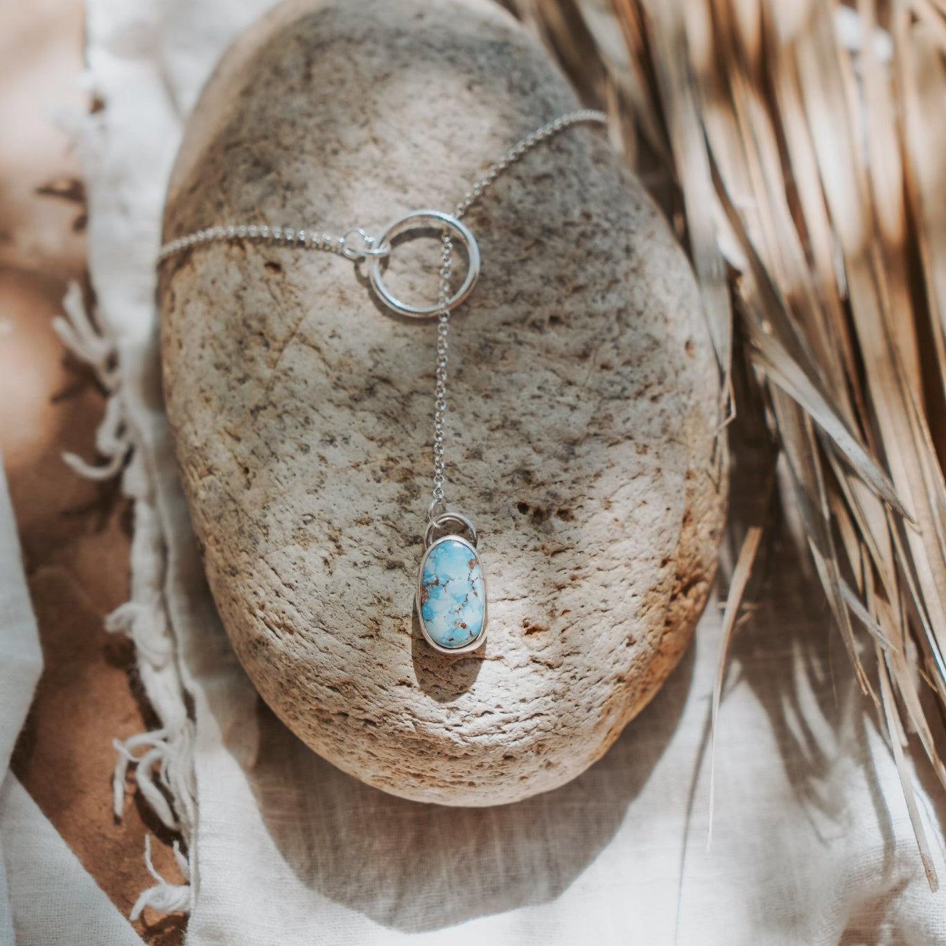 Dainty Lariat in Golden Hills Turquoise - Golden Road Crafted