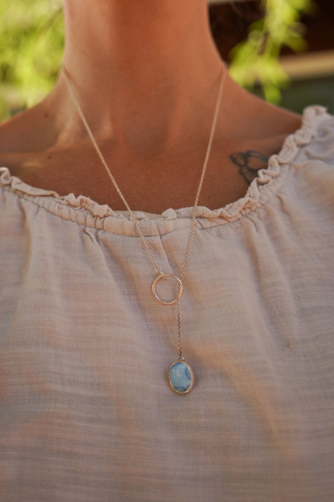 Dainty Lariat in Golden Hills Turquoise - Golden Road Crafted