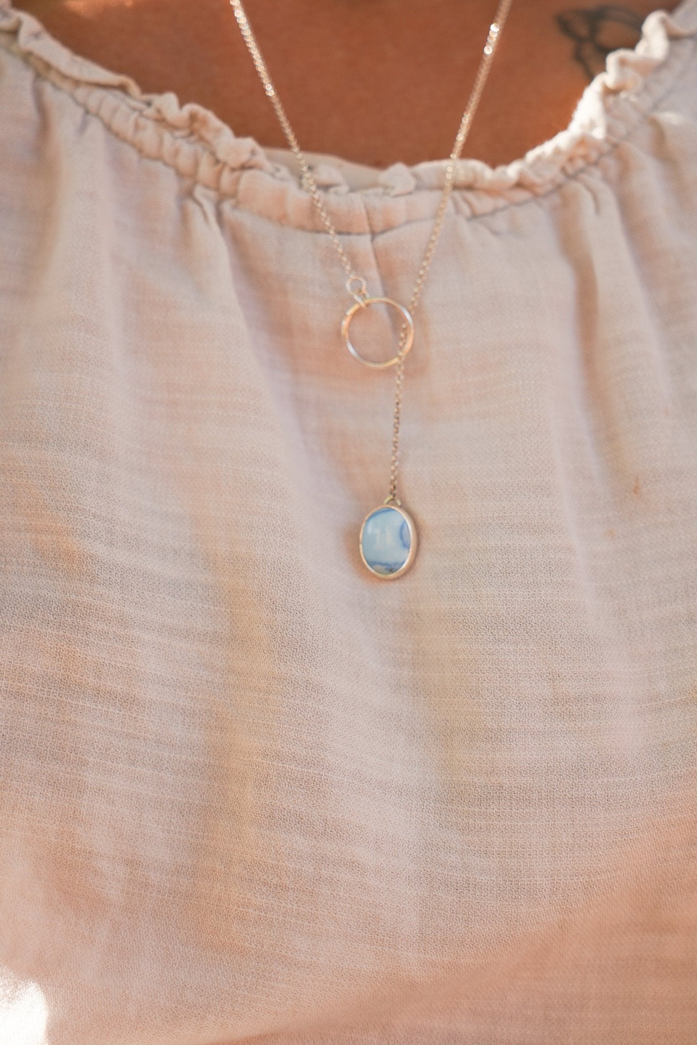 Dainty Lariat in Golden Hills Turquoise - Golden Road Crafted