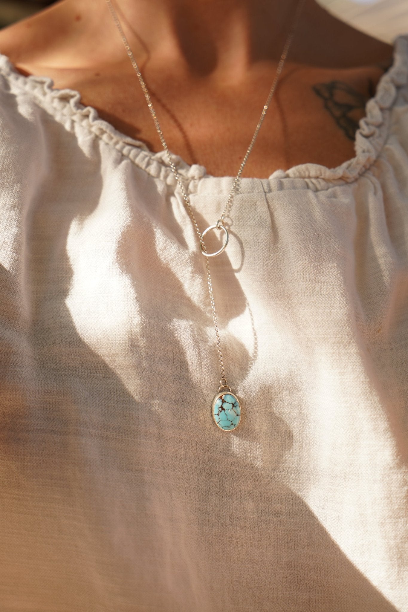 Dainty Lariat in Golden Hills Turquoise - Golden Road Crafted