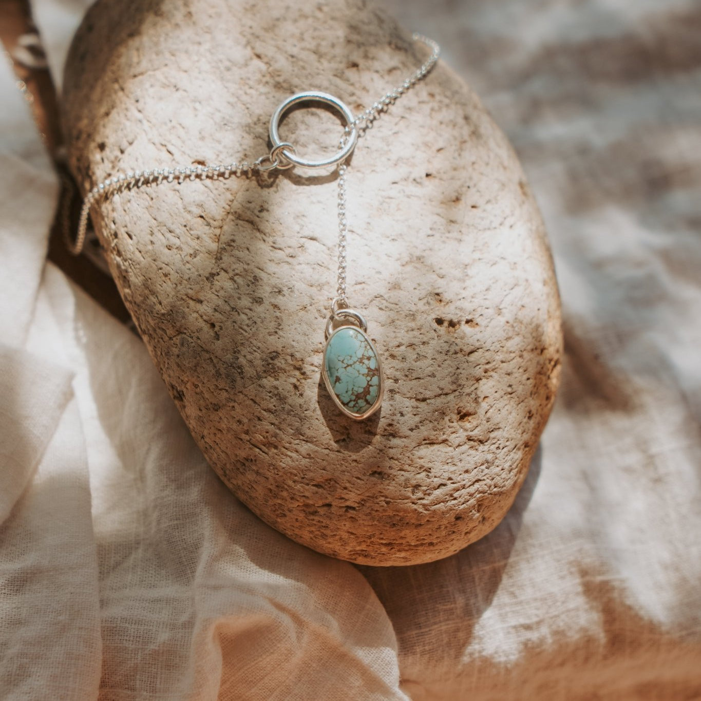 Dainty Lariat in Golden Hills Turquoise - Golden Road Crafted