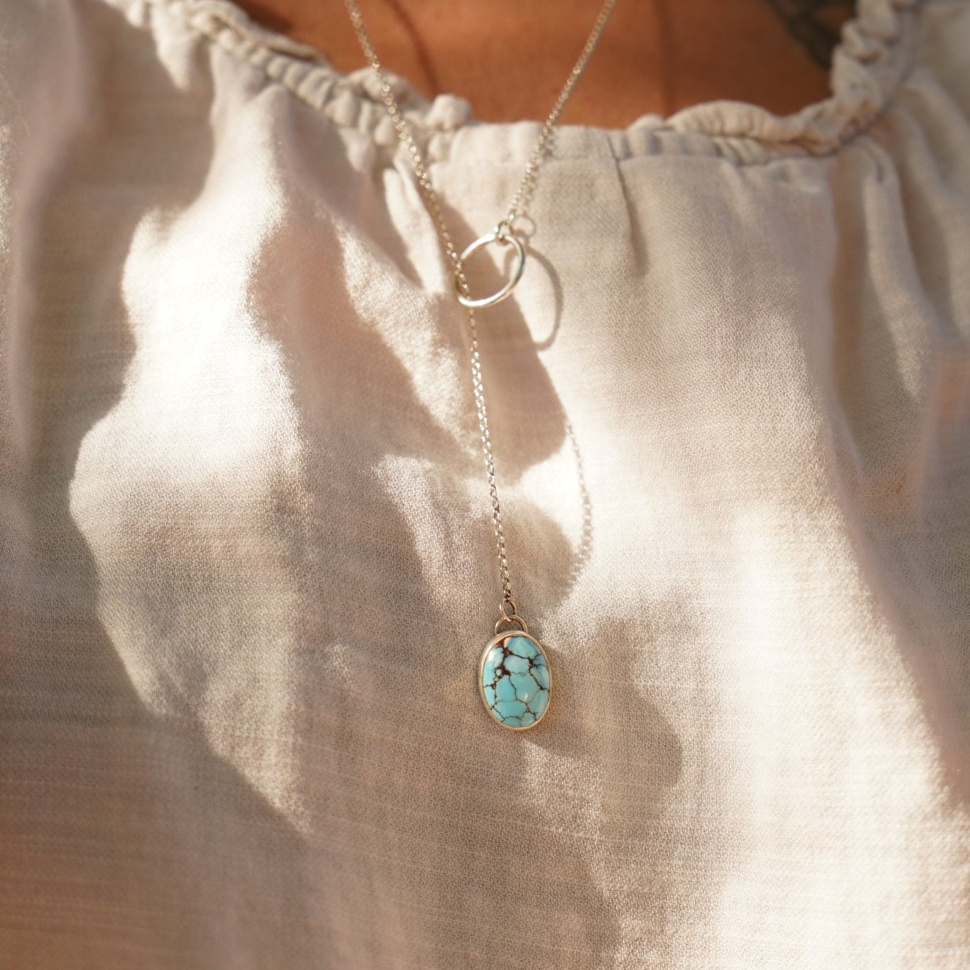 Dainty Lariat in Golden Hills Turquoise - Golden Road Crafted
