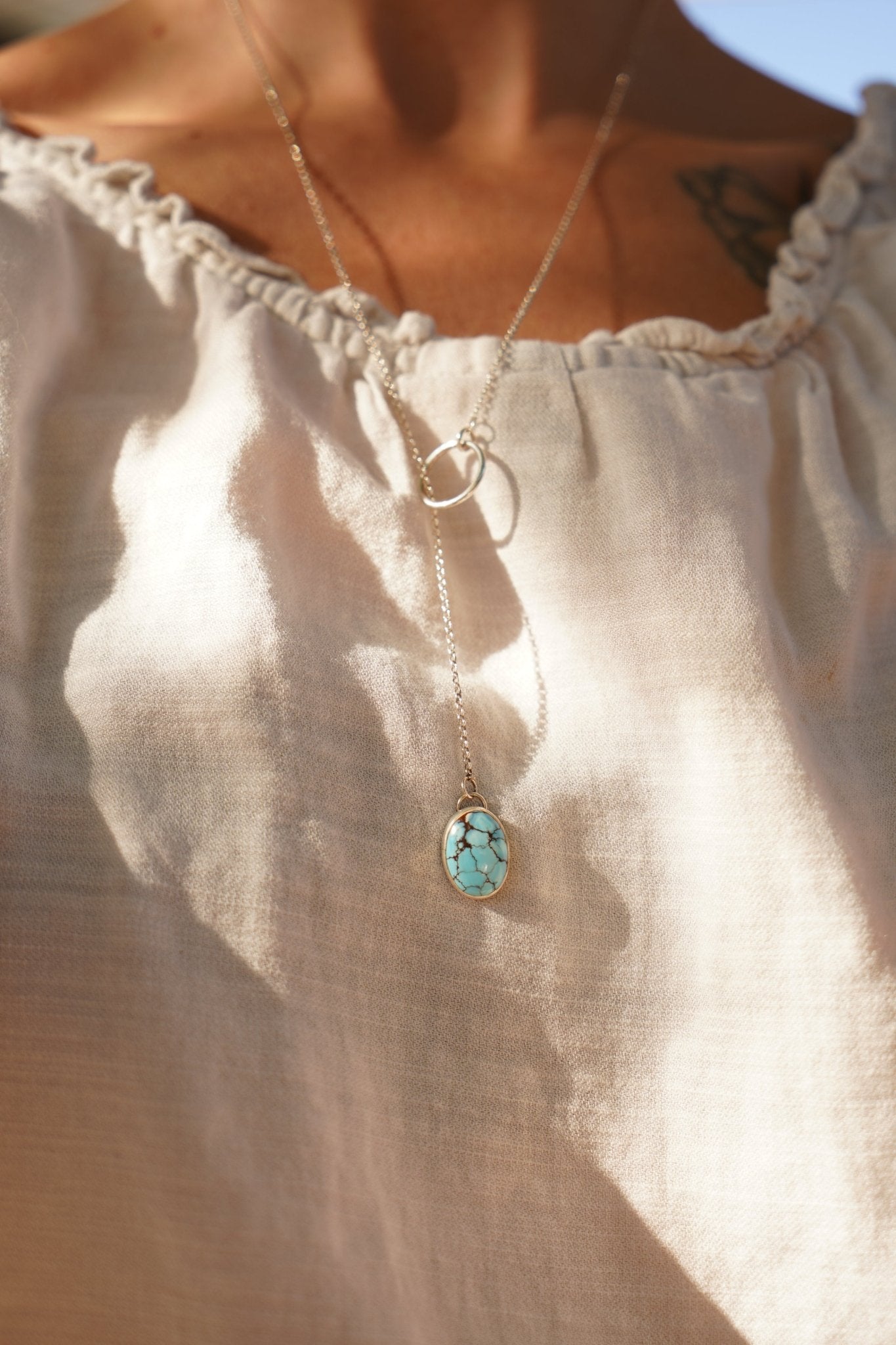 Dainty Lariat in Golden Hills Turquoise - Golden Road Crafted
