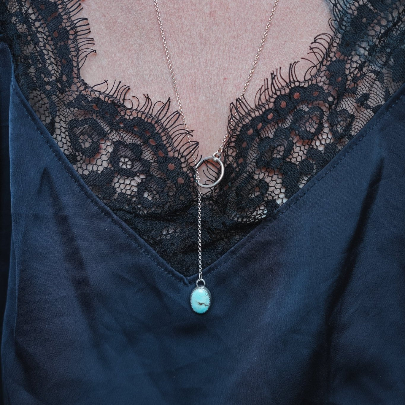 Dainty Lariat in Golden Hills Turquoise - Golden Road Crafted