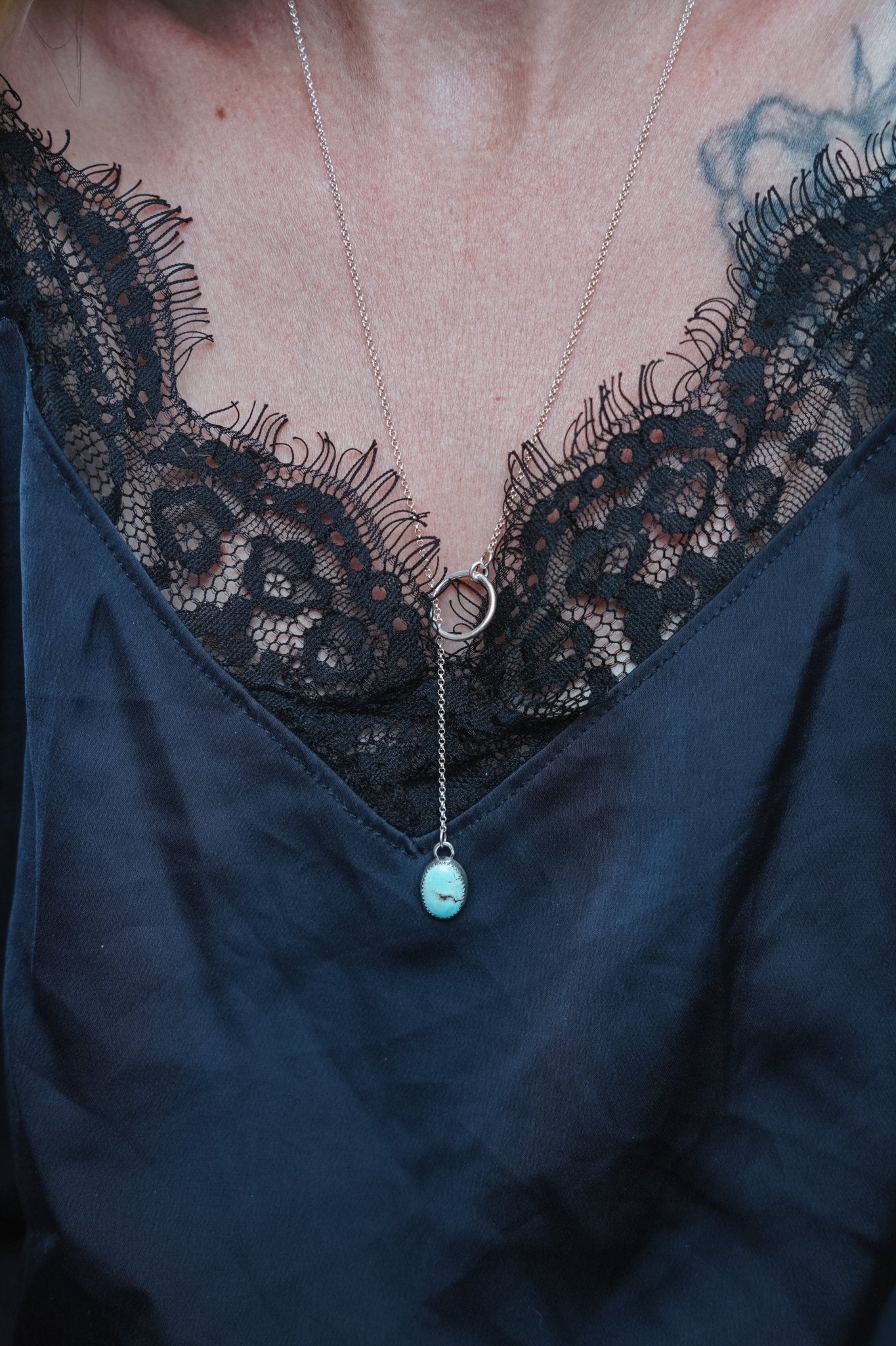 Dainty Lariat in Golden Hills Turquoise - Golden Road Crafted