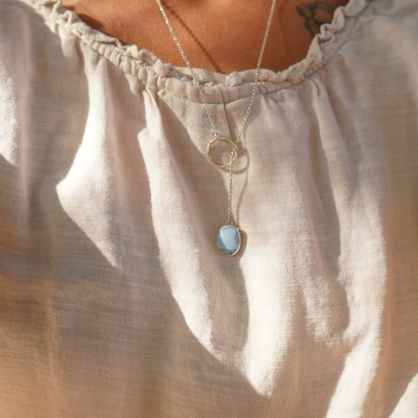 Dainty Lariat in Golden Hills Turquoise - Golden Road Crafted
