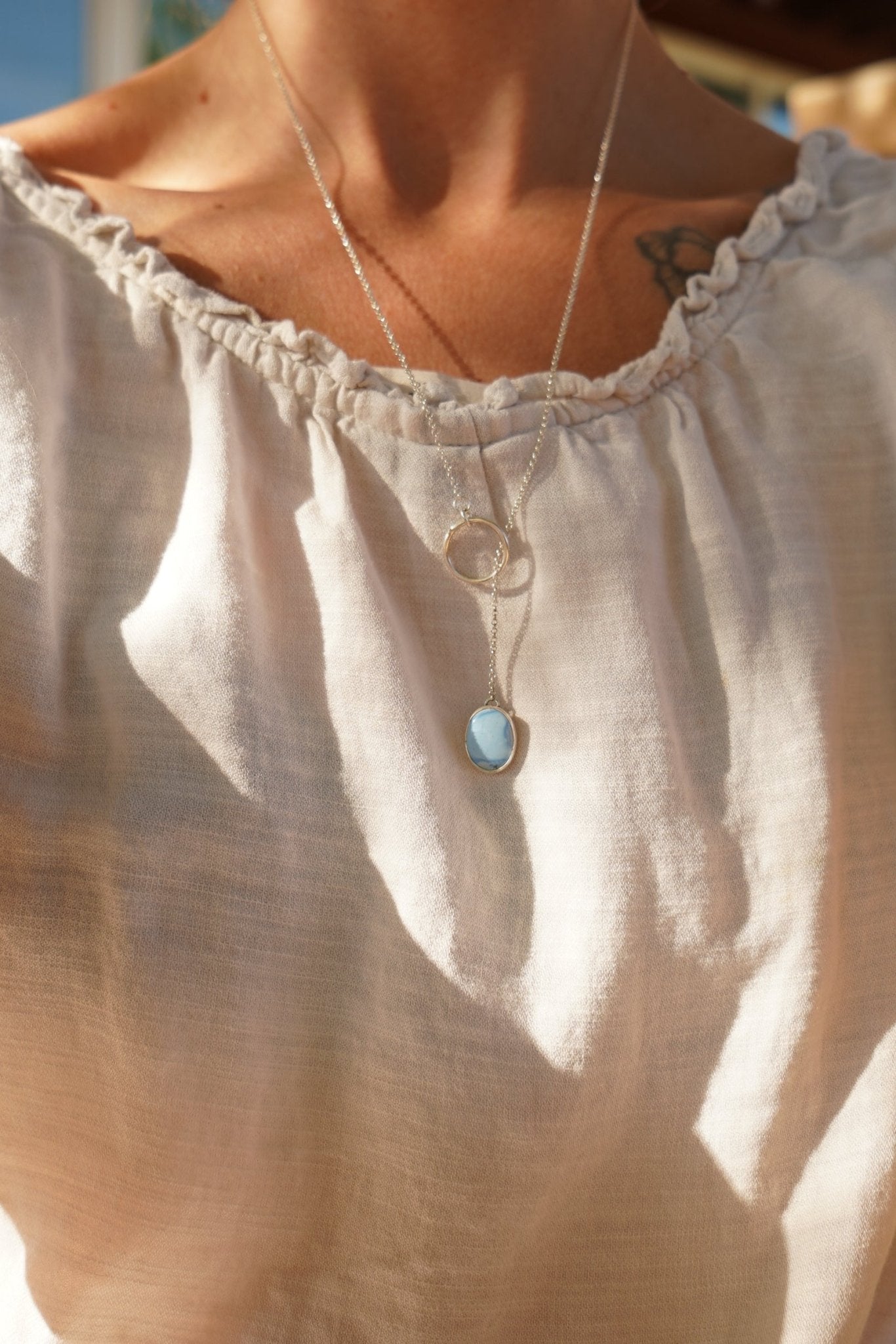 Dainty Lariat in Golden Hills Turquoise - Golden Road Crafted
