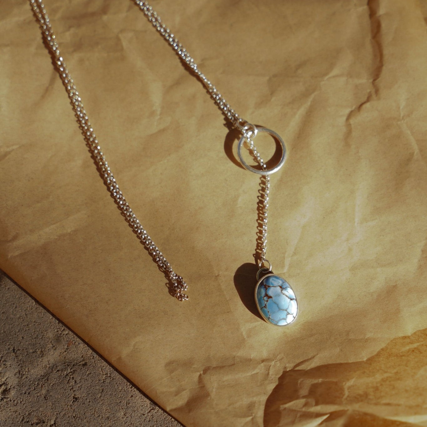 Dainty Lariat in Golden Hills Turquoise - Golden Road Crafted