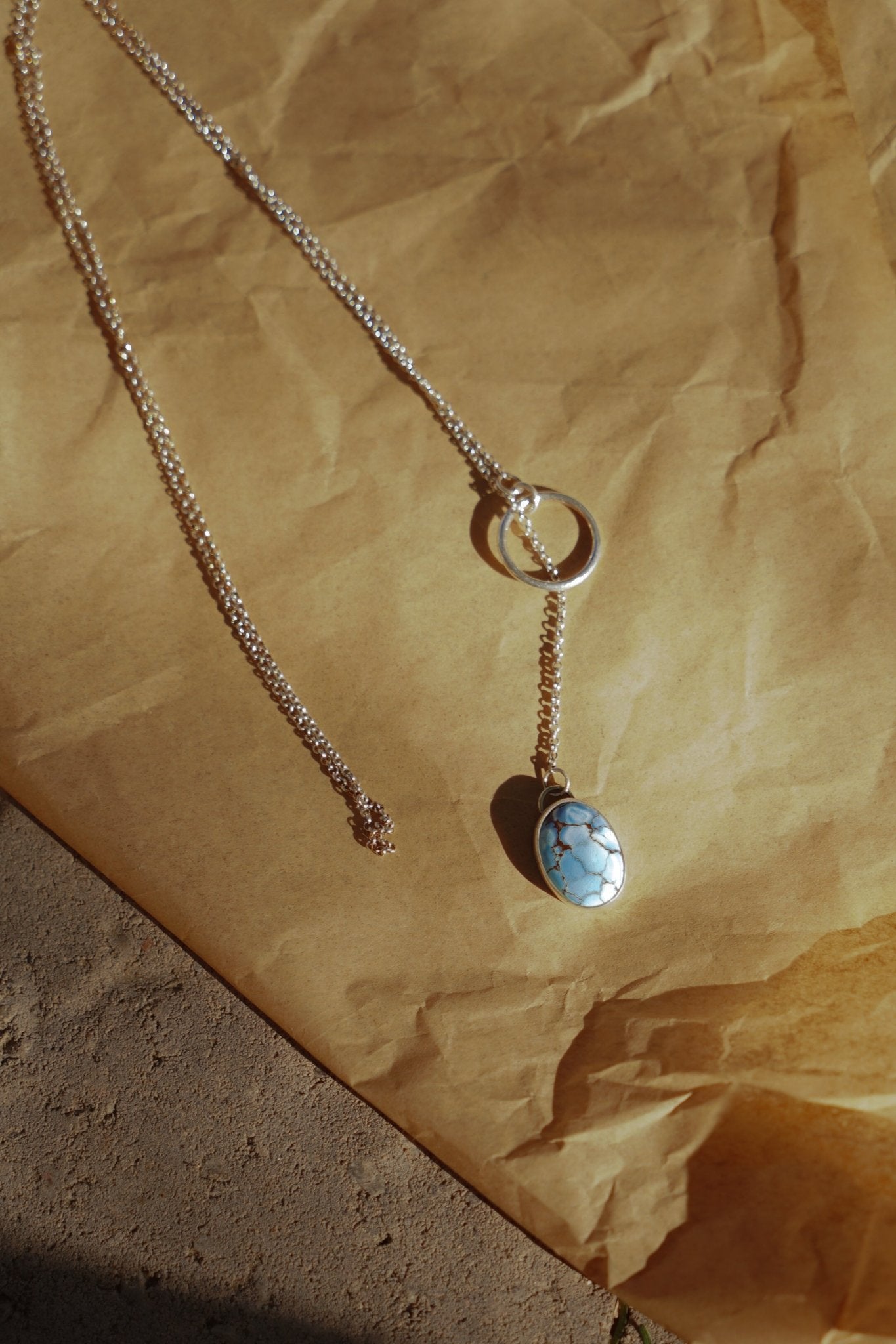Dainty Lariat in Golden Hills Turquoise - Golden Road Crafted